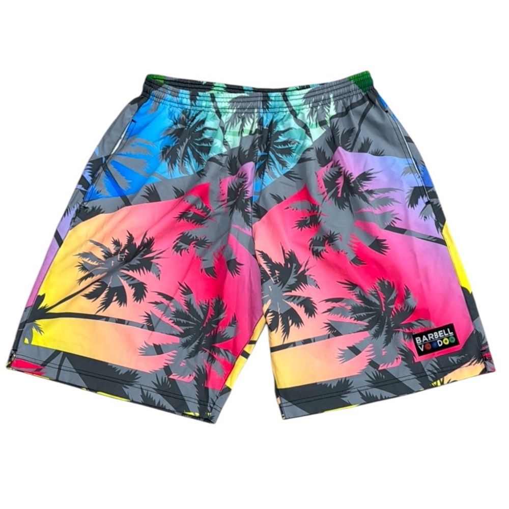 Barbell Voodoo Pink Hawaiian Drawstring Crossfit Gym Shorts w/ Pockets XXL READ - Picture 2 of 6